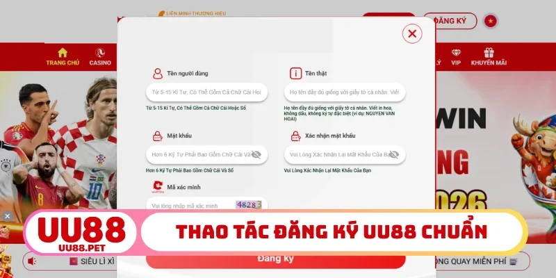 Thao tác đăng ký UU88 chuẩn